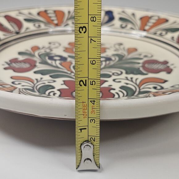 Romanian Hand Crafted Korond Large Glaze Clay Pottery Plate 9.5" Rustic Folk Art - Picture 8 of 8